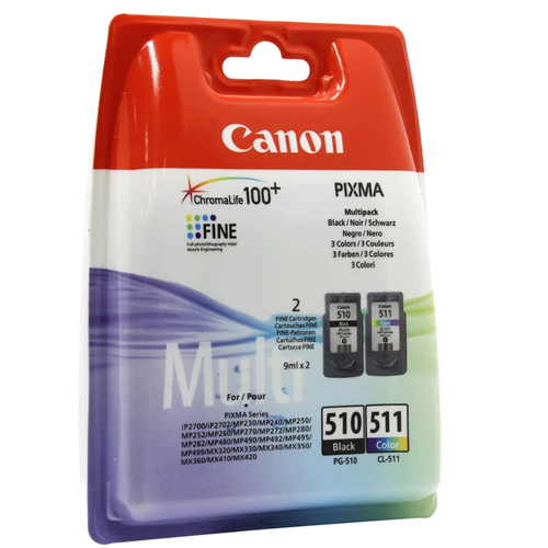 Картридж струйный Canon PG-510/CL-511 2970B010 многоцветный/черный набор для Canon 240/260/280/480/4 набор картриджей canon pg 510 cl 511 оригинальный 2970b010