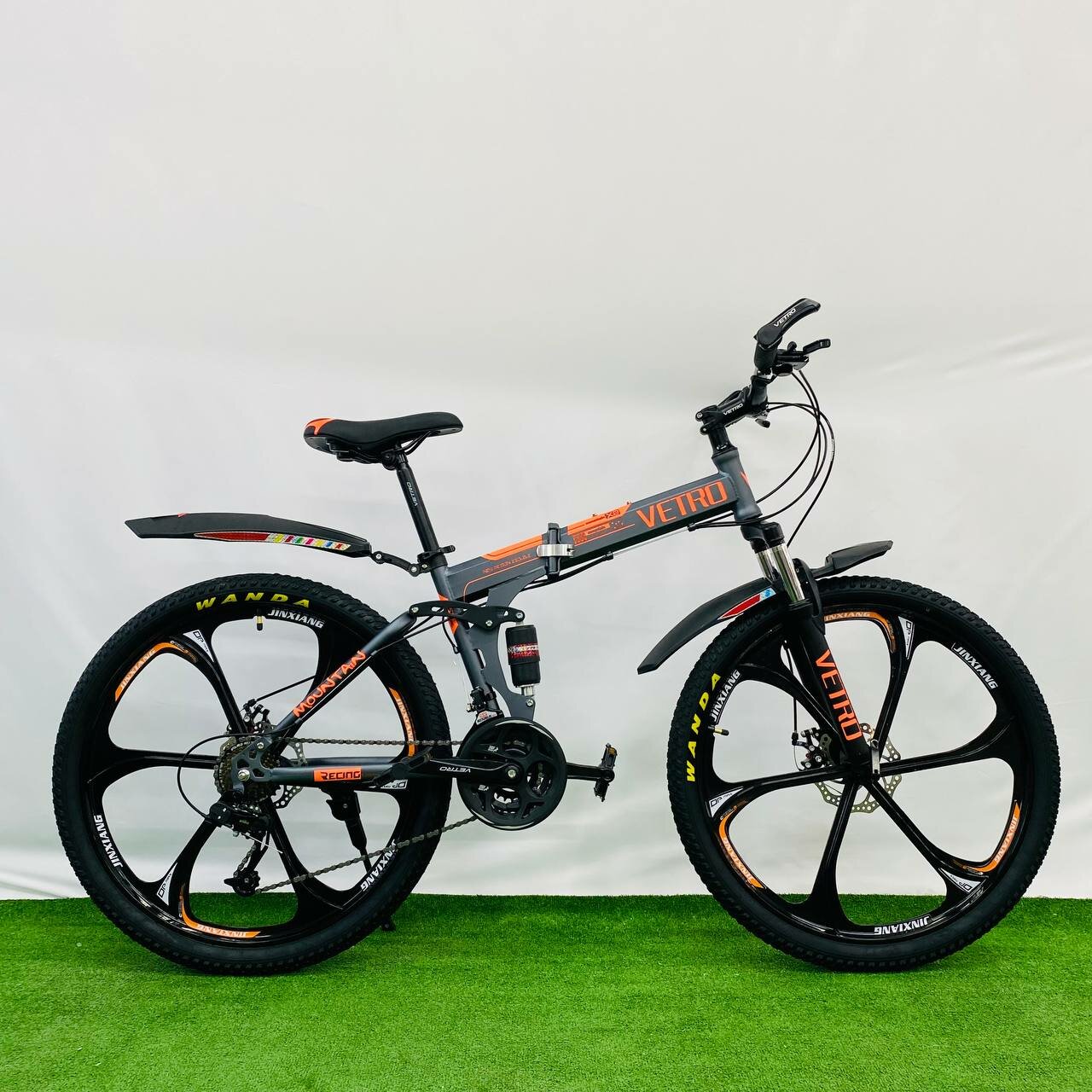 Складной велосипед VETRO TITAN 26" 2024 17" на рост 150-180 , серый оранжевый