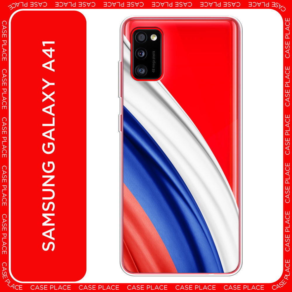 Силиконовый чехол на Samsung Galaxy A41 / Самсунг Галакси А41 Флаг России уголок, прозрачный