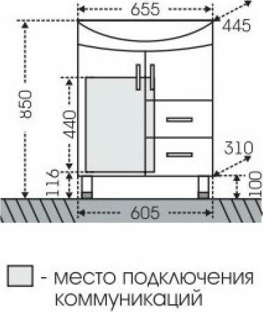 Тумба под раковину СанТа Стандарт 201103 60.5 см белый