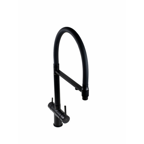 Смеситель Кухня SANTREK AQUA-1033 PRESTIGE SAP-1033 шар d-35 с гибким силиконовым изливом с подключением фильтра питьевой воды черный 8570₽