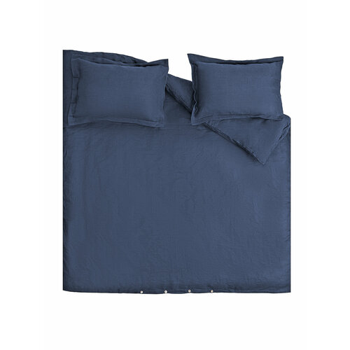 Постельное белье Rusby by IKEA 2-спальное, лен 100%, наволочки с ушками 50х70 см, Синий