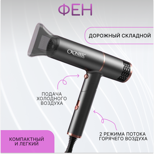 Фен дорожный складной Cronier CR-7888 серый 199900₽