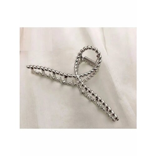 Металлический краб для волос, серебристый