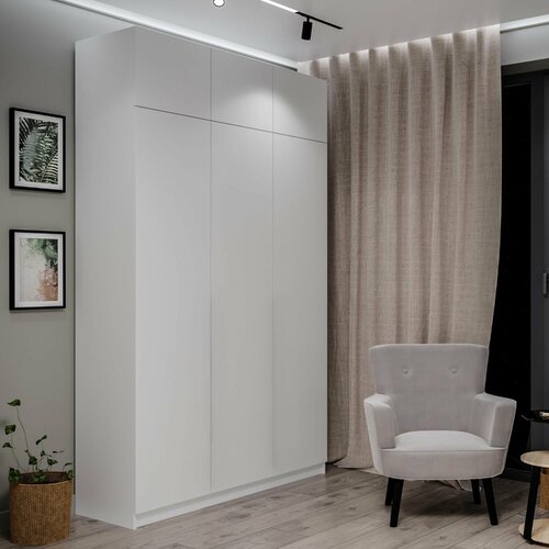 Шкаф распашной Фарелл 52 для одежды, ЛДСП Белый матовый, 120х40х230 см