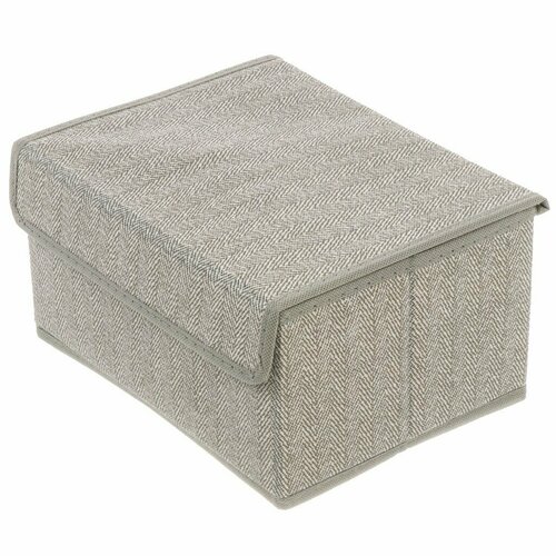 Коробка для хранения 1 секция с крышкой 25х13х19 см нетканный материал серая Д7030205 687₽