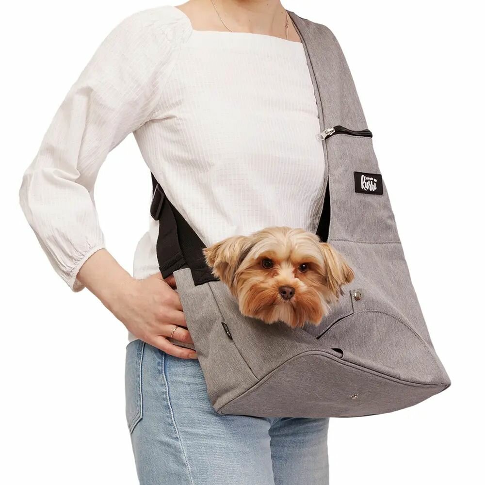 Слинг для переноски кошек и собак 32x24x18 см серый