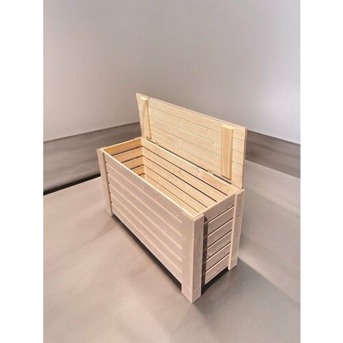 Ящик для хранения откидной из массива хвои, бежево-розовый (103х57х38 см)