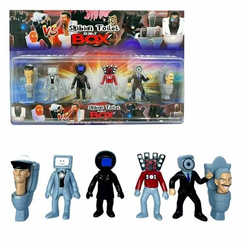 Набор фигурки игрушки Skibidi Toilet 7 см Скибиди Туалет 6 шт серый 699₽