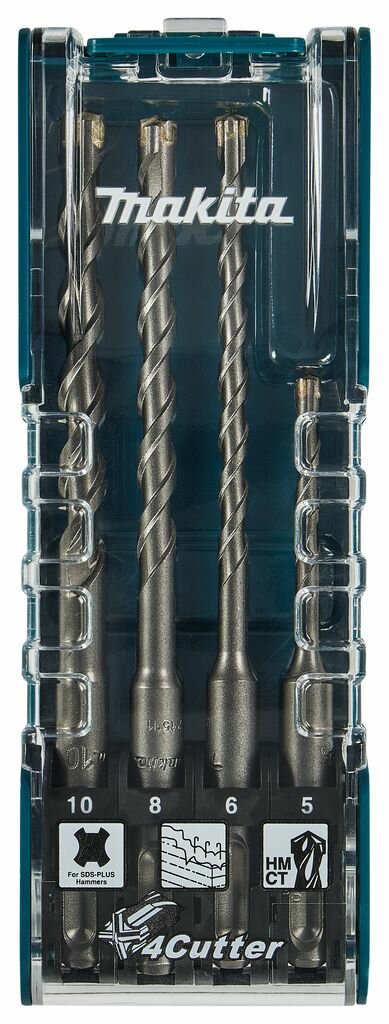 Набор четырехкромочных буров 4 шт. 5 6 8 и 10мм буров SDS-plus 4Cutter Makita E-14249