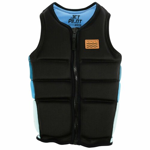 Детский спасательный жилет антишоковый страховочный JetPilot X1 Boys Neo, 165см черный, голубой, black