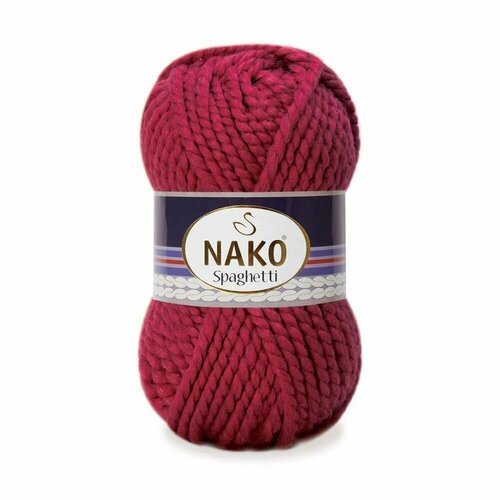 фото Пряжа spaghetti (nako), вишня - 3630, 25% шерсть, 75% акрил, 5 мотков, 100 г, 60 м.