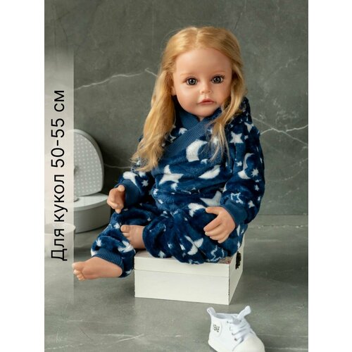 X-41_Звездное-небо-синий-с-капюшономОдежда для кукол 50-55 см костюм для реборн , Rich Line Home Decor,