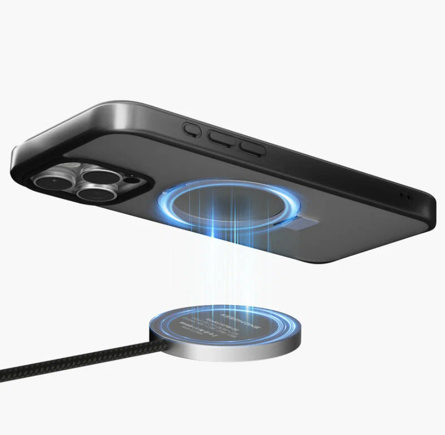 Чехол Магнитная застежка-кольцо Keephone Magico MagSafe для iPhone 15 Pro Max-Прозрачный Синий — фото 1