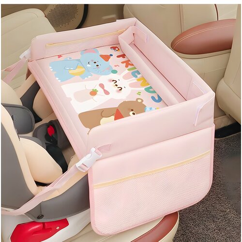 Мягкий автомобильный столик Счастливые Друзья детский съемный цвет слон заяц и медведь розовый 1717₽