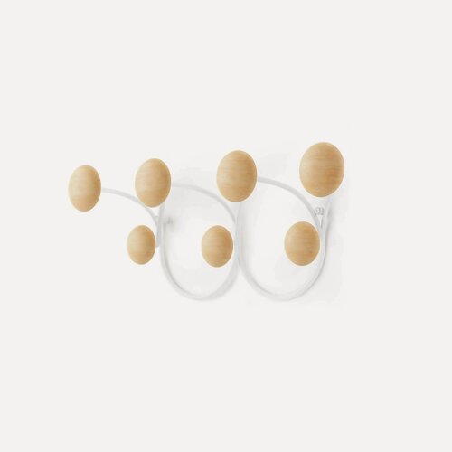 Изображение товара Вешалка настенная Umbra из коллекции Dotsy, белая/натуральное дерево