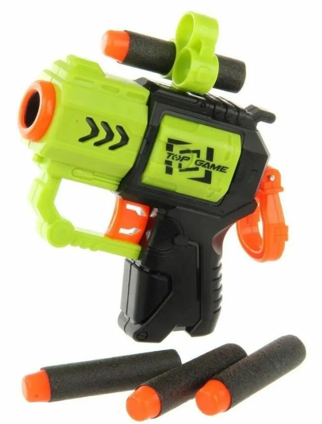 Пистолет бластер с 4 мягкими пулями зеленый — фото 1