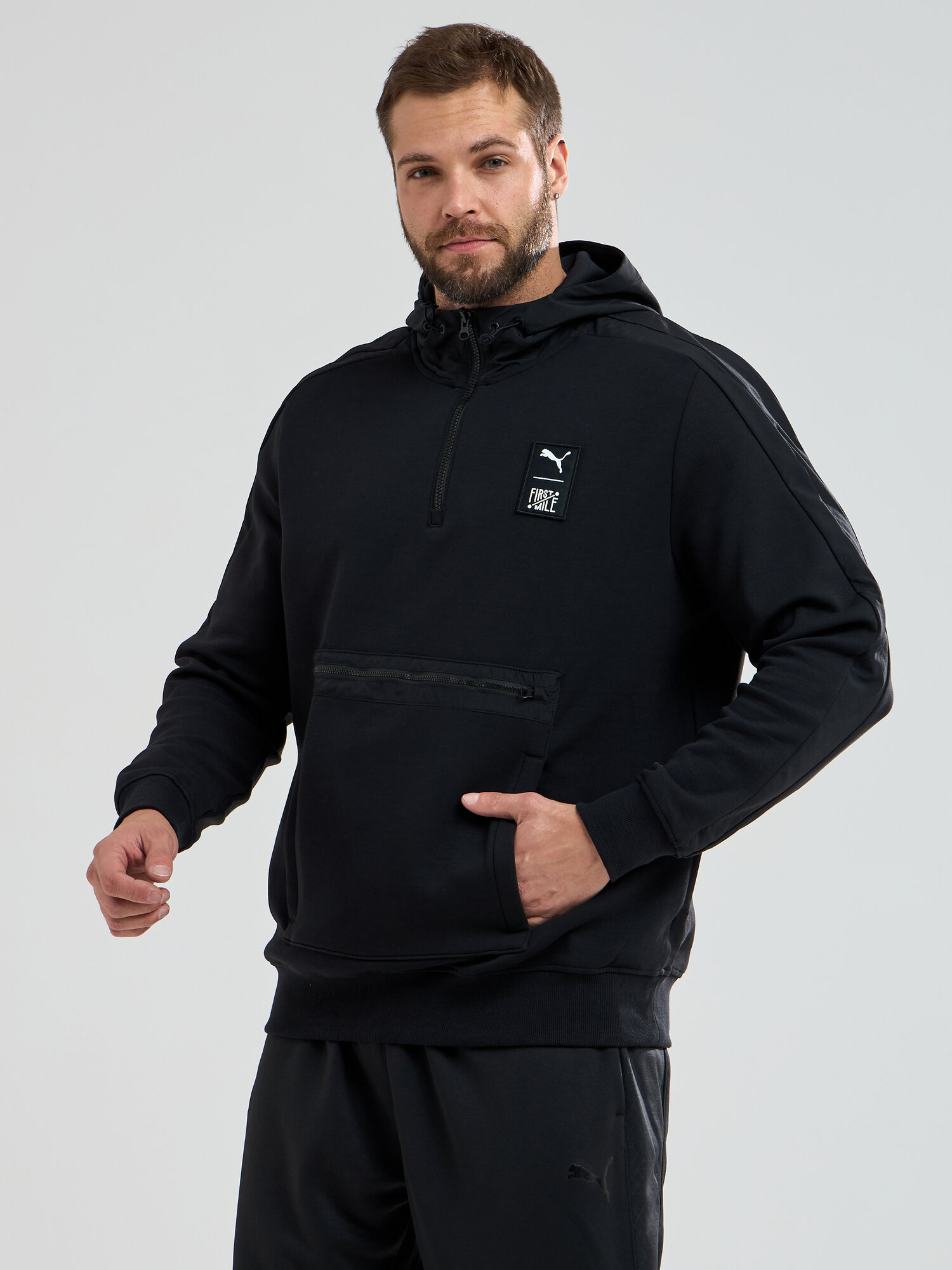 Худи PUMA First Mile Double Knit Hoodie, размер L, , черный — фото 1
