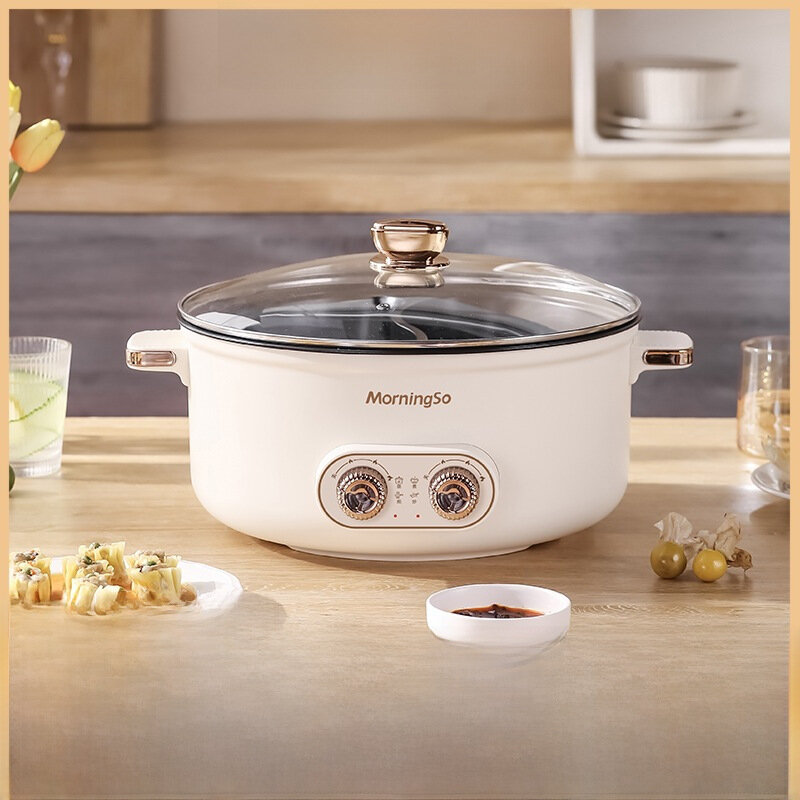 Кастрюля Yuanyang Electric Hot Pot, 5л, двойное управление температурой, цвет "Утка-мандаринка" — фото 1