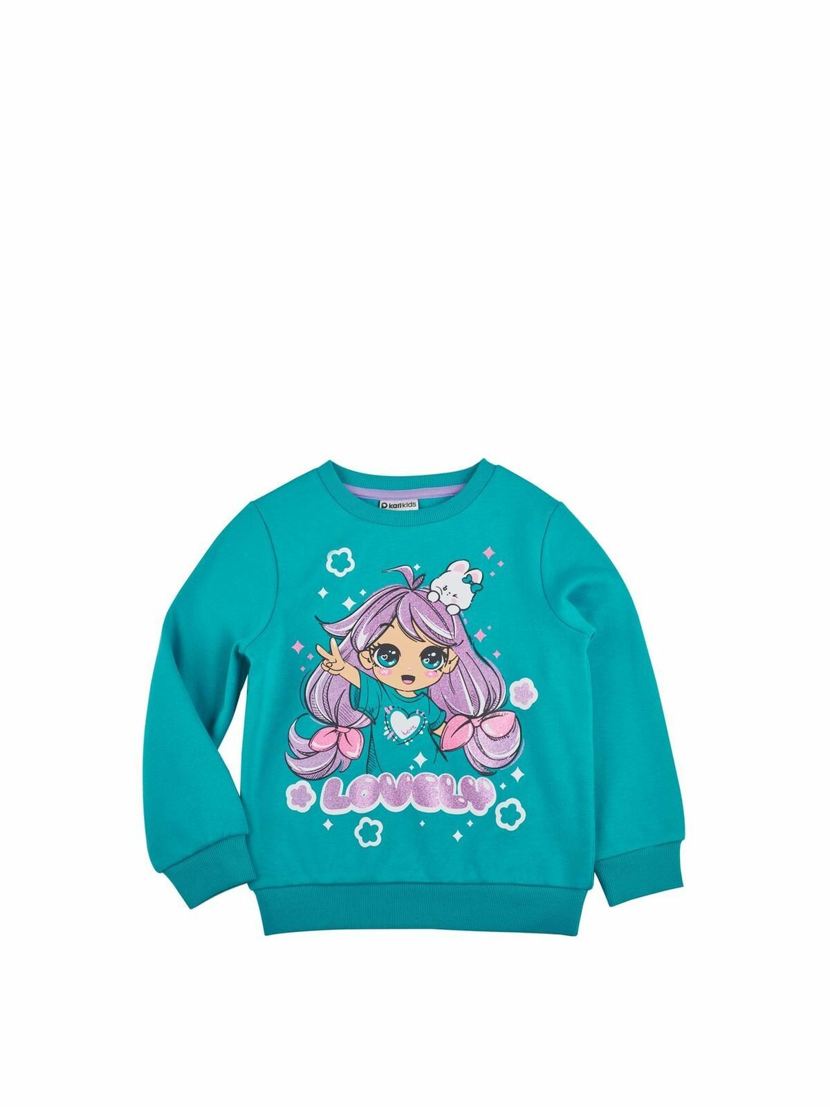 Свитшот Kari Kids Fluffy Bunny размер 4-5 бирюзовый