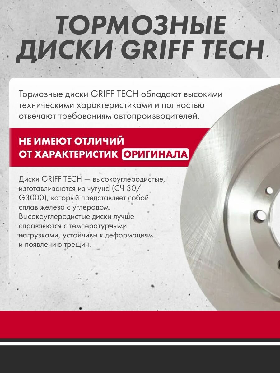 Комплект перфорированных передних тормозных дисков GRIFF TECH GT51ST101 для Hyundai Solaris (2011 - 2016) / 517120U000 — фото 1