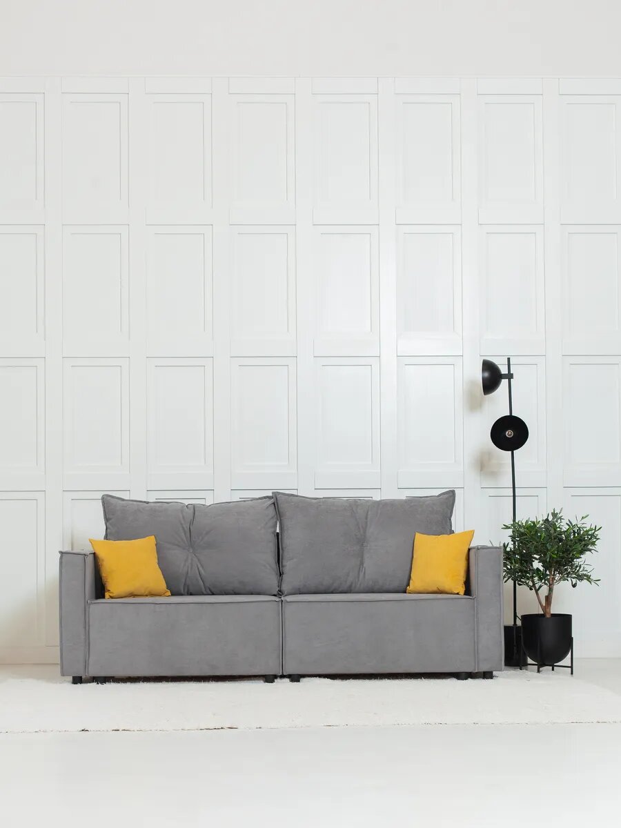 Диван CITYHD Гонконг Про, раскладной, двухместный, серый, с ящиком