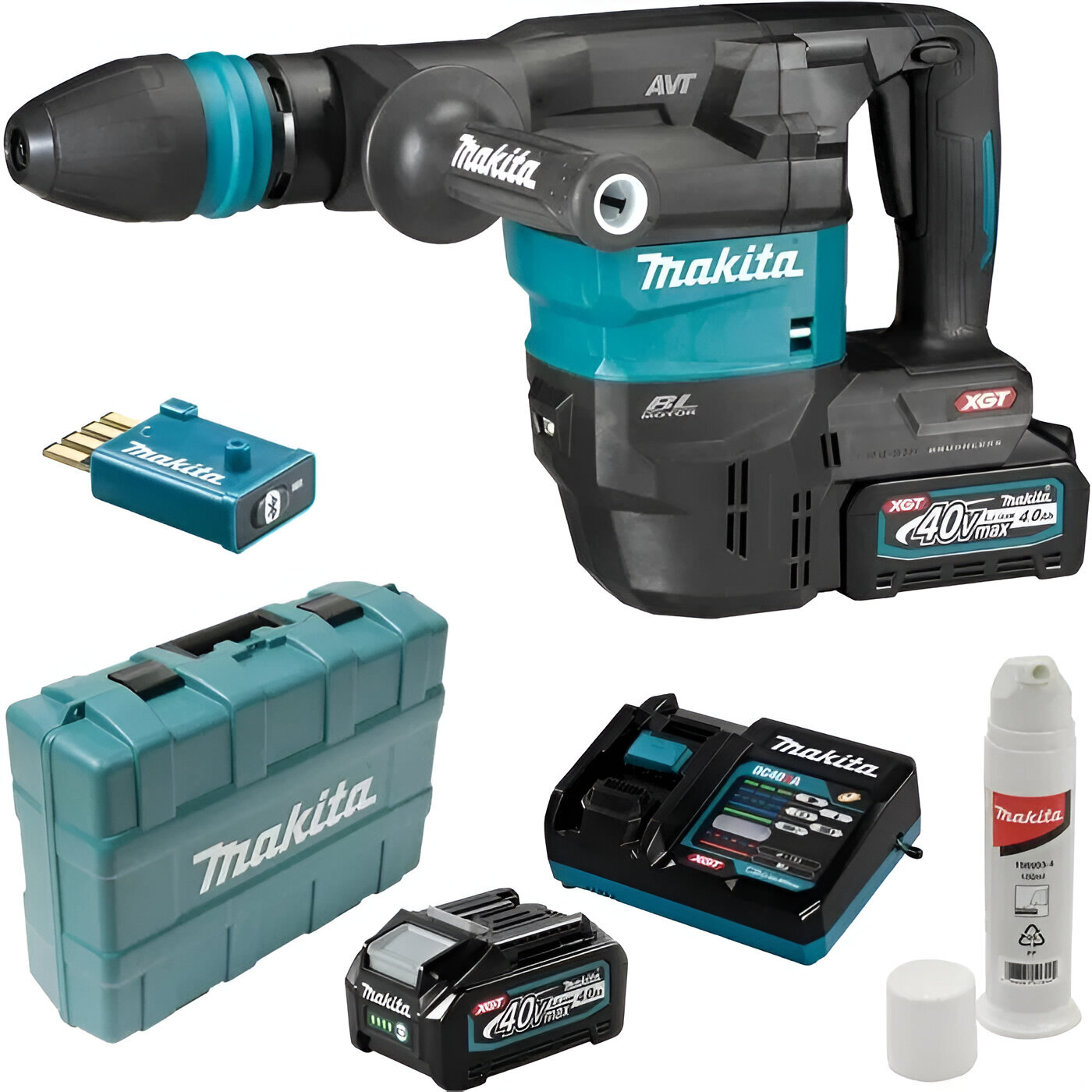 Отбойный молоток Makita HM001GM201 2 аккумулятора синий/черный