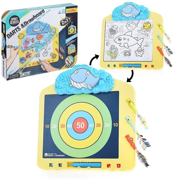 Доска для рисования Oubaoloon двухсторонняя, с дартсом, "Попади в цель" в коробке (9302-1)