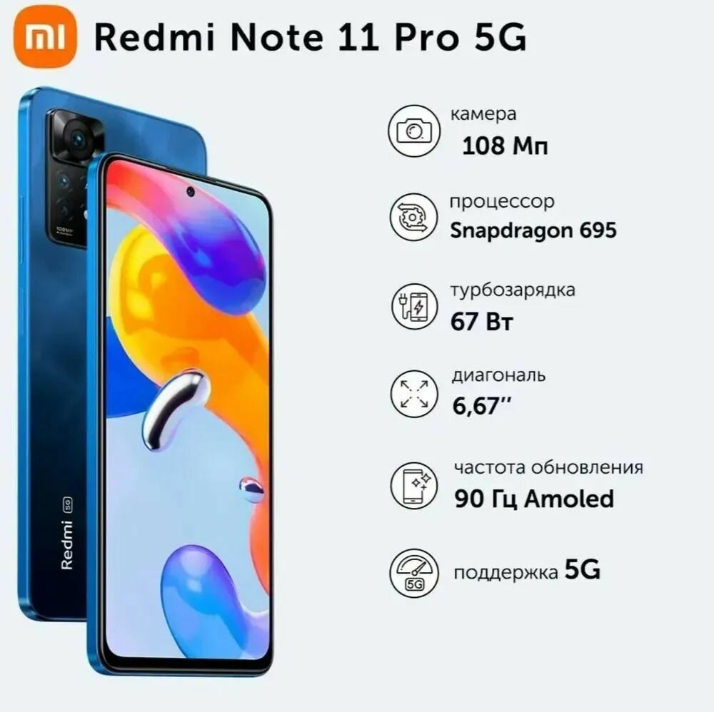 Xiaomi Смартфон Redmi Note 11 Pro 6/128 ГБ, темно-синий