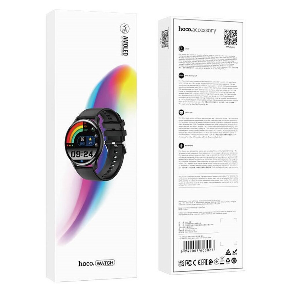 Часы наручные SMART WATCH HOCO Y15 Amoled Smart sports, call version (Черный)
