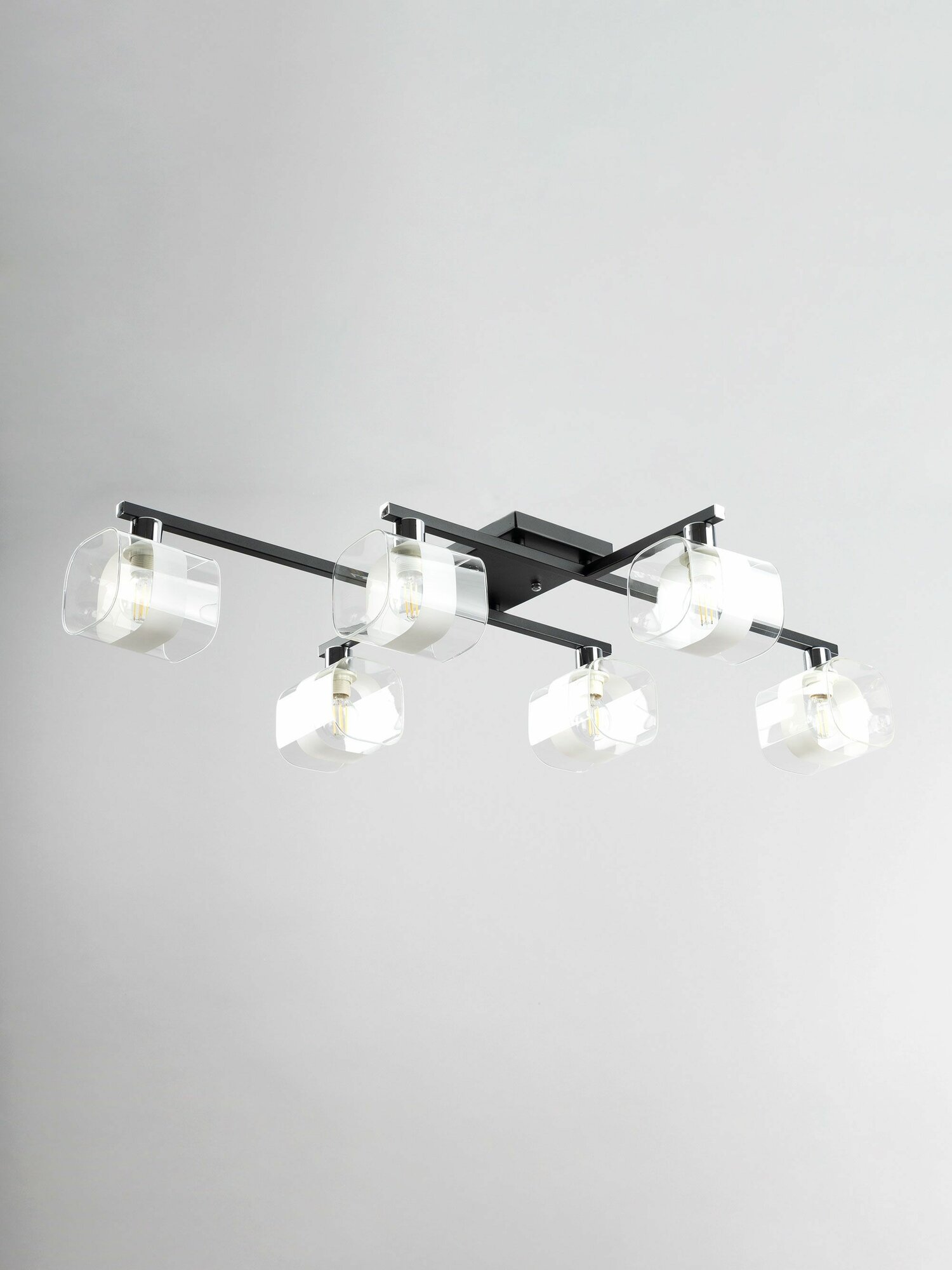 Потолочная люстра Citilux Вирта CL139165 6 ламп чёрный металл с хромом современный стиль