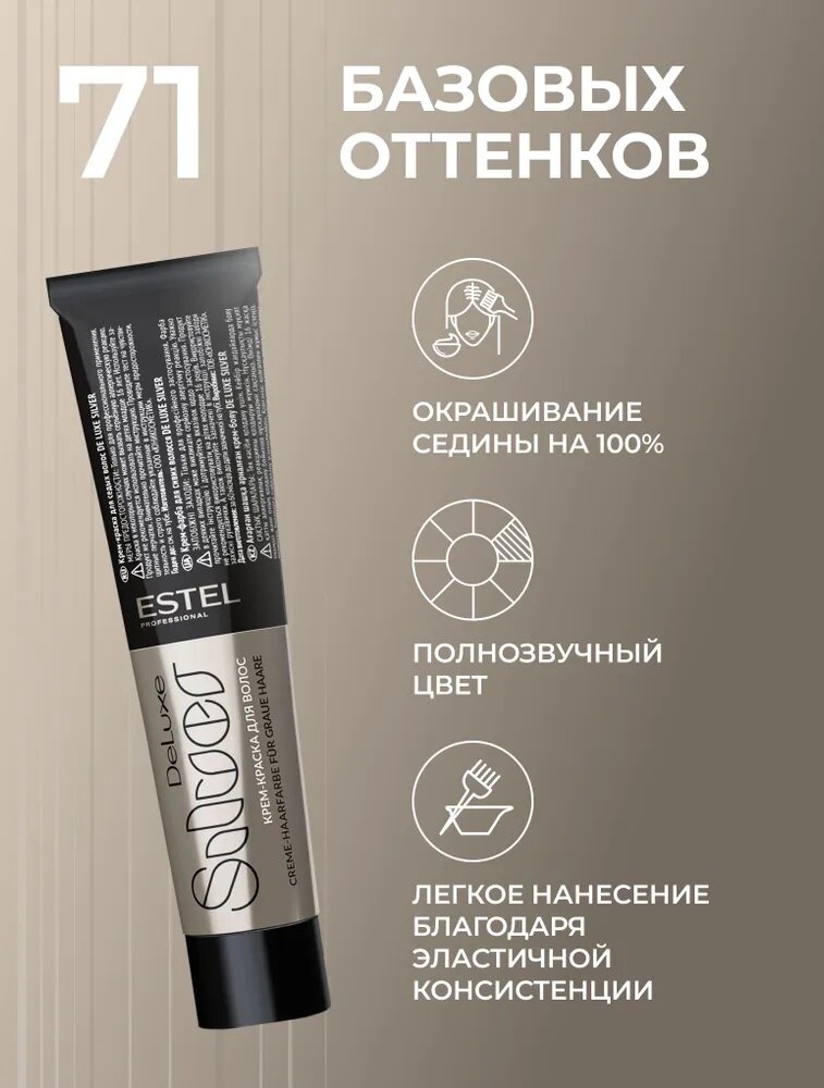 Обзор: ESTEL PROFESSIONAL Краска DE LUXE для окрашивания волос SILVER, 8/37 светло-русый золотисто-коричневый, 60 мл