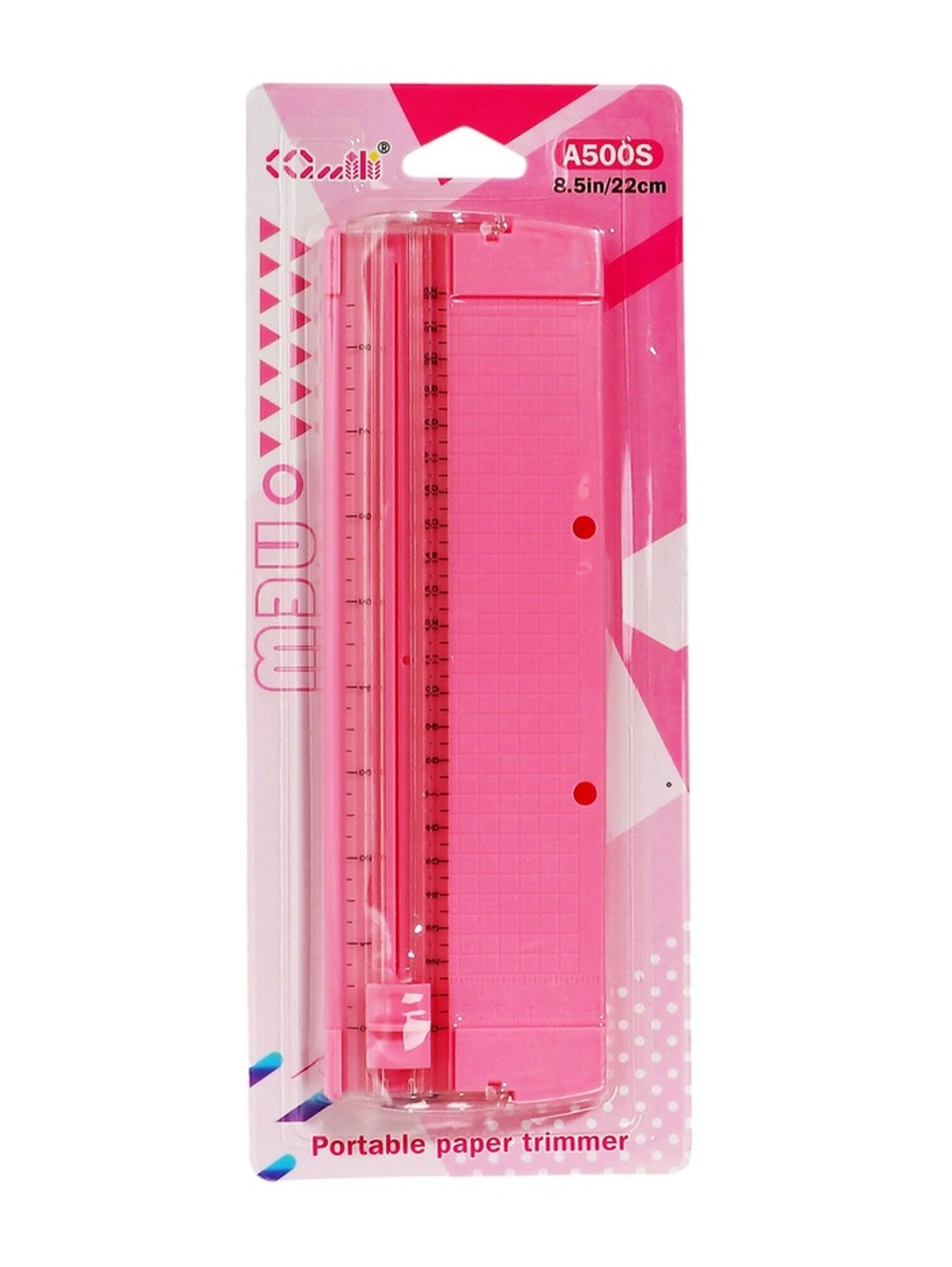 Резак для бумаги роликовый А5 до 3 листов безопасное цвет розовый