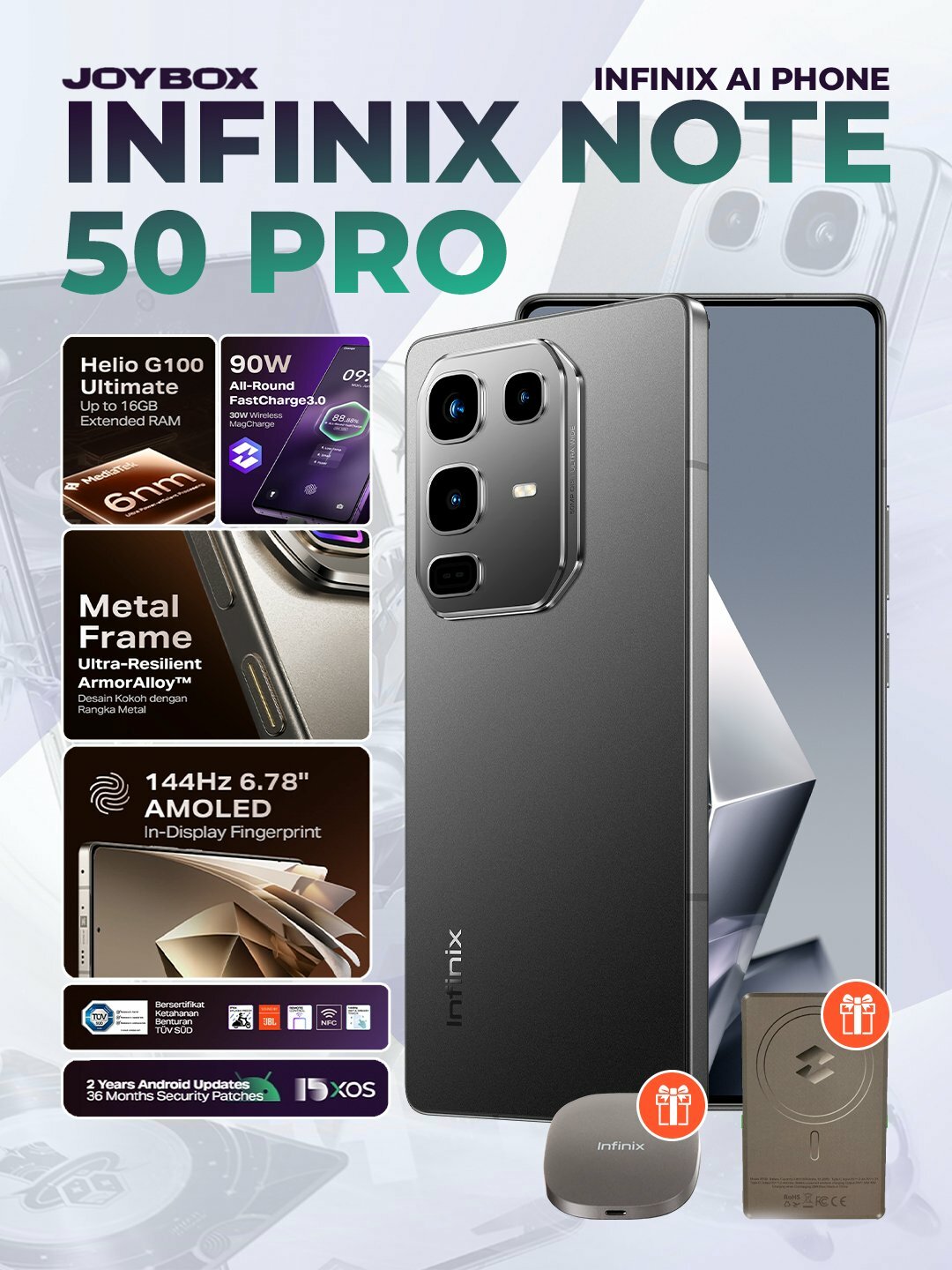 Смартфон Infinix Note 50 Pro 12+12, 256GB, AMOLED, 144Hz, 5200mAh, 90W
