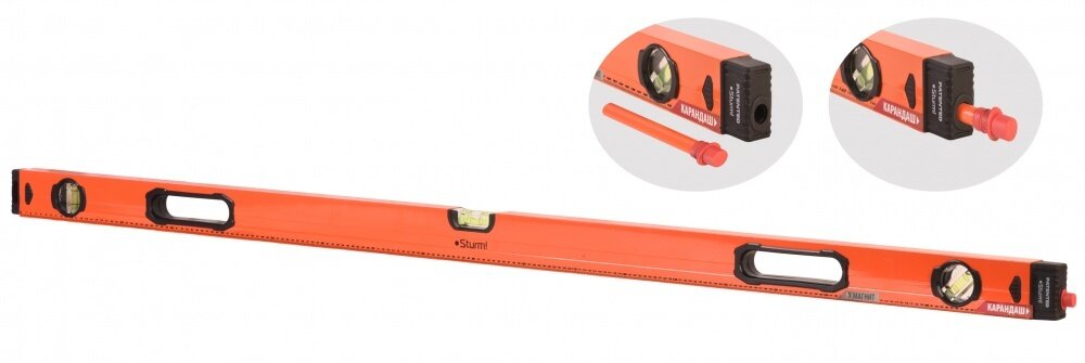 Уровень 1500мм STURM 2015-09-1500 усилен магнитн 3 глазка карандаш
