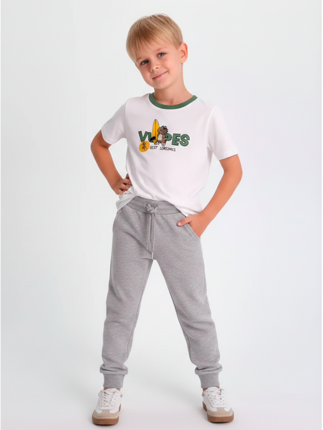 Брюки neo, размер 110, серый меланж — фото 1