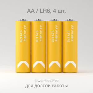 Батарейки пальчиковые алкалиновые COMMO Everyday Batteries, LR6-АА, 4 штуки в упаковке
