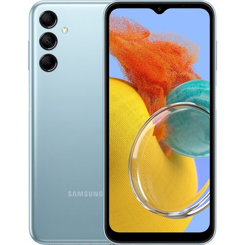 смартфон samsung sm a047f galaxy a04s 32gb 3gb черный моноблок 3g 4g 6 5 720x1600 android 11 50mpix 802 11 a b g n ac nfc gps gsm900 1800 gsm190 Смартфон Samsung Galaxy M14 4/64 ГБ, Dual nano SIM, голубой