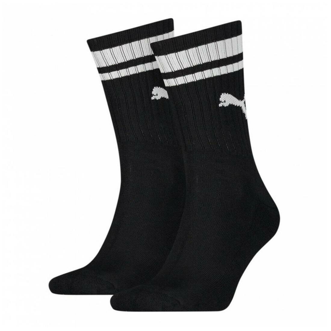 Носки PUMA CREW HERITAGE STRIPE 2P, комплект, 2 пары, размер 35-38, black