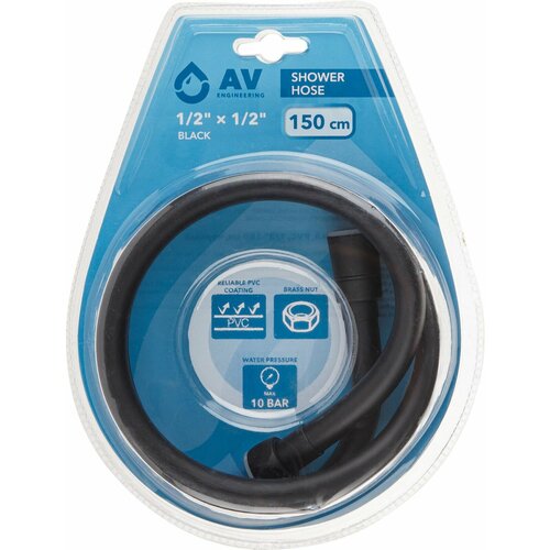 Шланг для душа PVC 12 150 см чёрный AV Engineering AVSSS-115 750₽