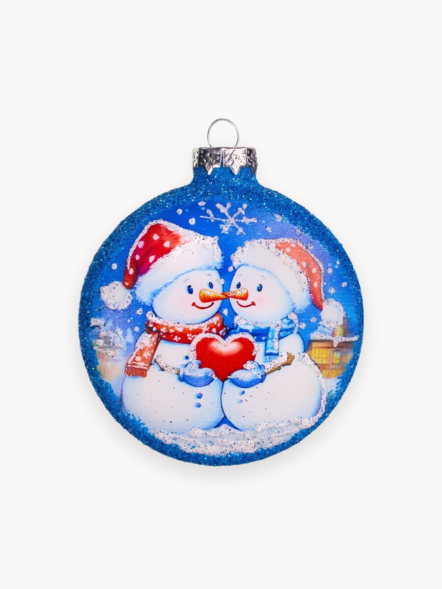 Елочная игрушка стеклянная медальон, 75 мм