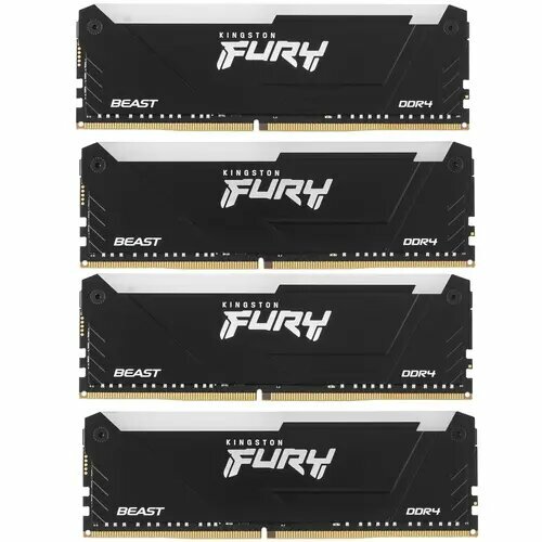 Kingston Память оперативная Kingston 64GB 3600MTs DDR4 CL18 DIMM Kit of 4 FURY Beast RGB 2696900₽