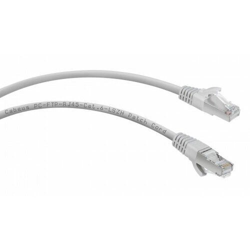 Патч-корд Cabeus U/UTP PC-FTP-RJ45-Cat.6-20m-LSZH категория 6, 2xRJ45/8p8c, экранированный, серый, LSZH, 20м патч панель lan lan ppl24ok stp наборная 19 экранированная 24 порта 1u