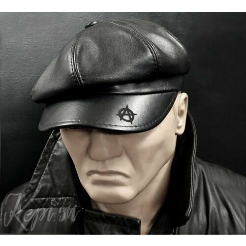фото Кепка kepi.su анархия кожаная мужская шапка восьмиклинка для мужчин и женщин, размер 62, черная