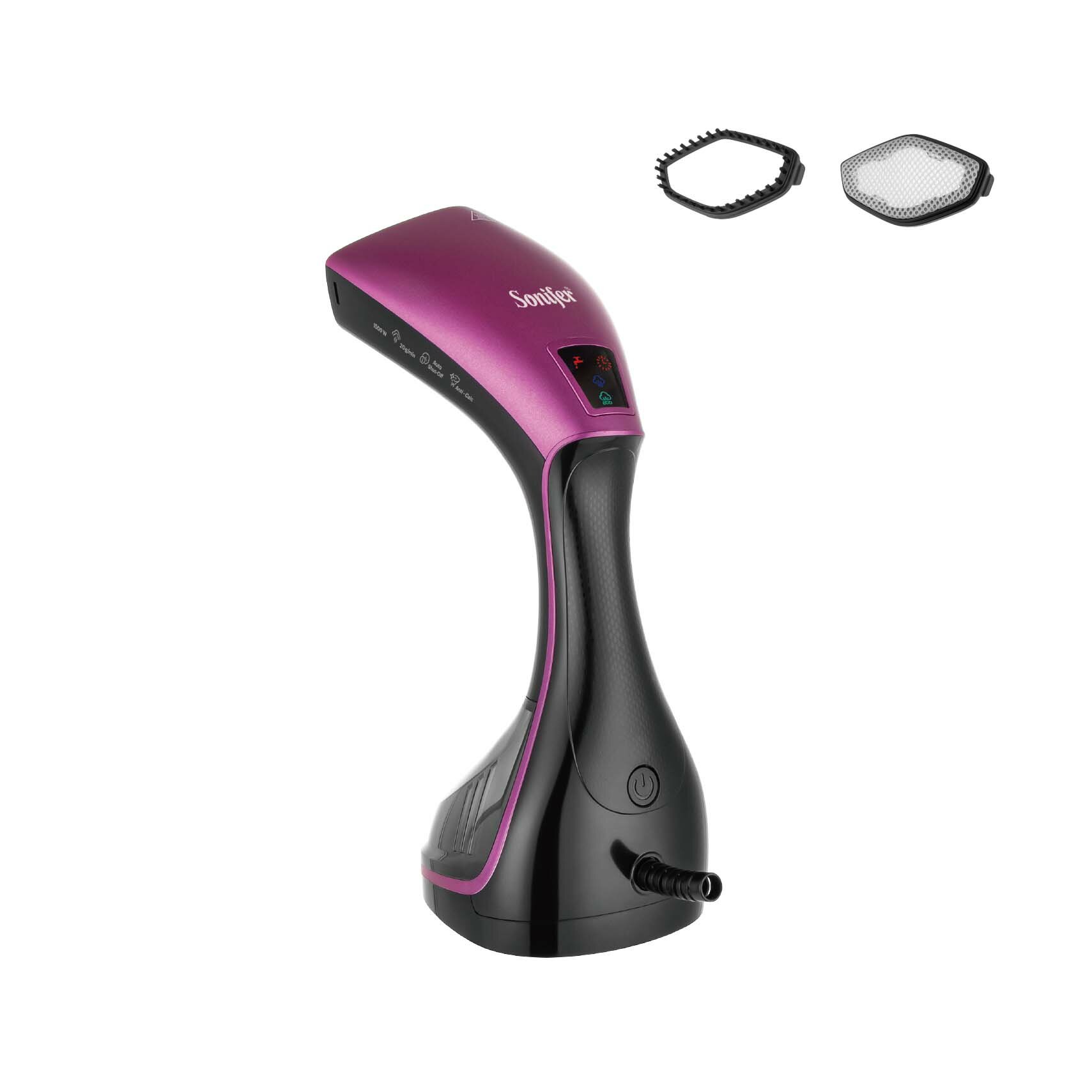 Ручной отпариватель Sonifer SF-9131, мощность 1500Вт, 2 насадки, черный/розовый — фото 1