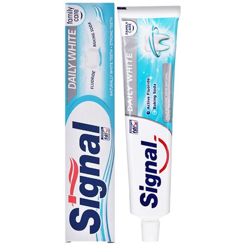 Зубная паста SIGNAL Daily white отбеливающая, от кариеса, антибактериальная, 75 мл, 2 уп