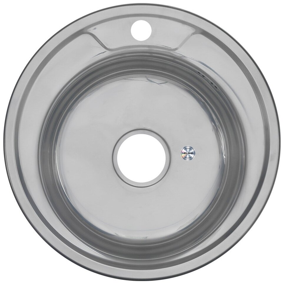 Мойка 490 MELANA 0,8/180 врезная круглая с сифоном (002/2 *15) - фотография № 3