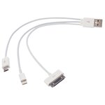 Кабель Partner USB - microUSB/Apple 30 pin/Lightning (ПР030681) 0.2 м - изображение
