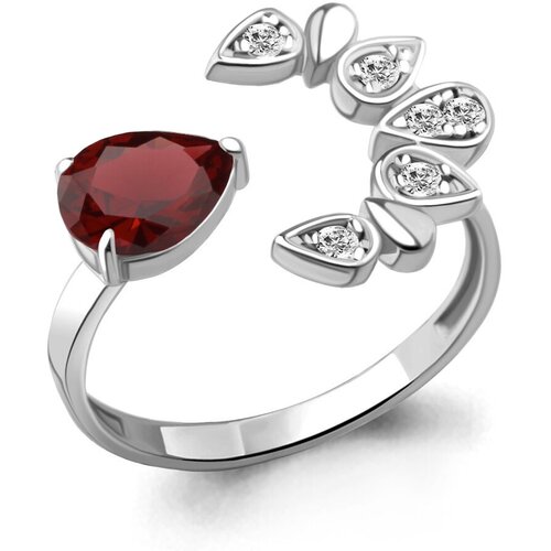 фото Кольцо diamant online, серебро, 925 проба, фианит, гранат, размер 18.5