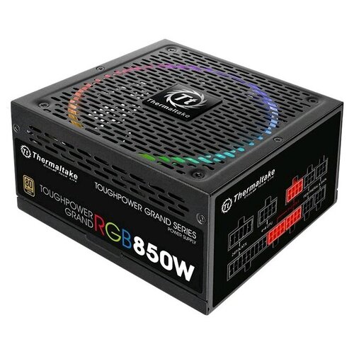 Блок питания Thermaltake ATX 850W Toughpower Grand RGB 80 gold 2444pin APFC 140mm fan color LED 12xSATA Cab Manag RTL 1404700₽